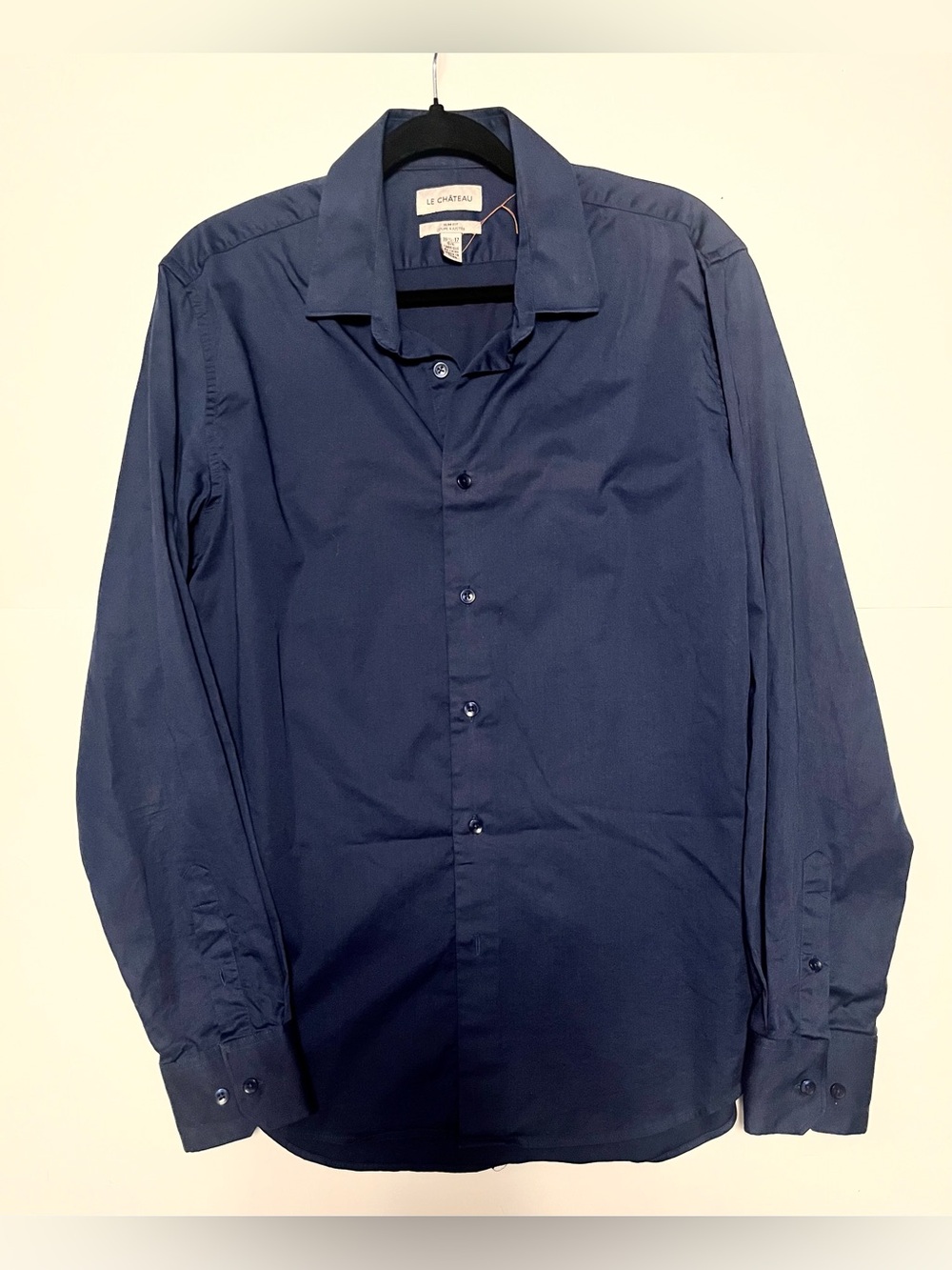 le Chateau Men's Navy Long-Sleeve Dress Shirt - Classic Button Cuff